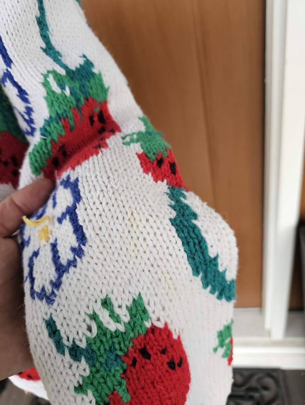 Vintage Strawberry Print White Knit Cardigan Sweater - Picture 5 of 8
